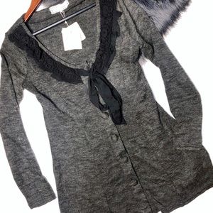 MODCLOTH Gray A’REVE Long Button Cardigan Sweater